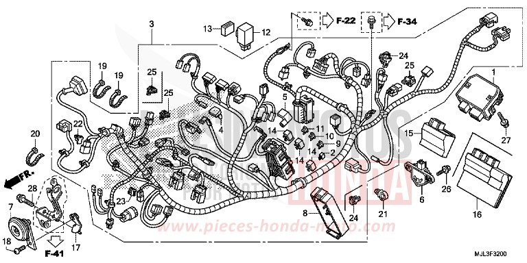 FAISCEAU DES FILS de NC750X DCT SWORD SILVER METALLIC (NHA95) 2014